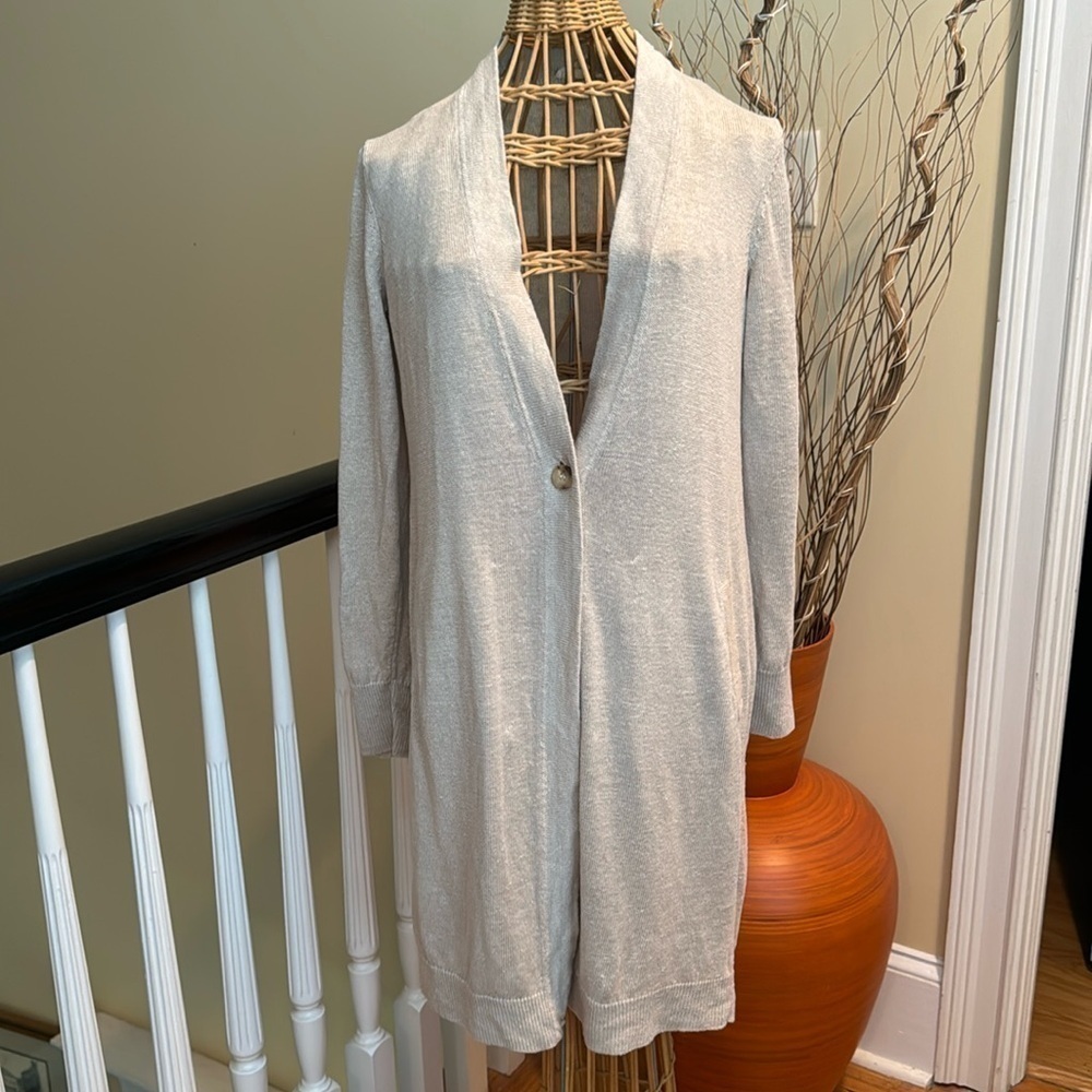 Eileen Fisher Cream Colored Long Cardigan